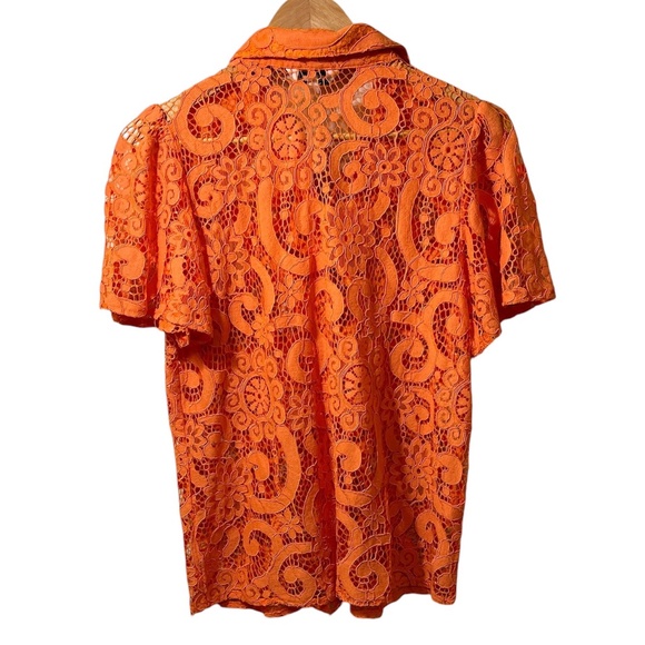 Nanette LeporeLace Short Sleeve Top Tangerine Orange Size Med - Picture 3 of 7